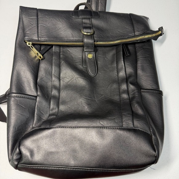 Madden Girl Backpack Faux Leather Foldover Flap Gold Hardware Sleek Urban main image 6